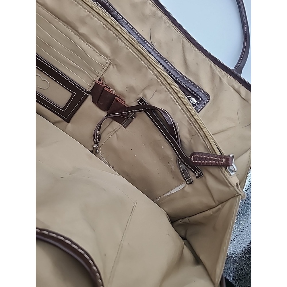 Giani Bernini Genuine Leather Portfolio Business Tote Brown Multi Pockets Zipper - Picture 6 of 16